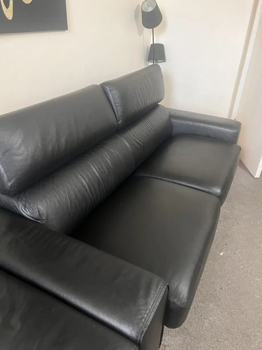 DFS Black 3 seater leather sofa bed