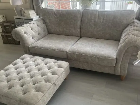 Gosford high back , light grey /silver chesterfield from next