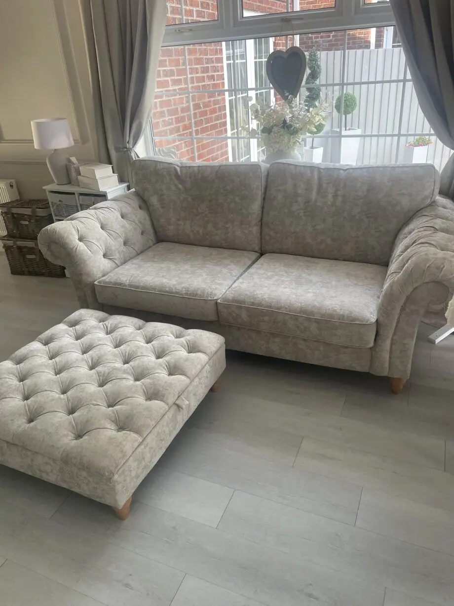 Gosford high back , light grey /silver chesterfield from next