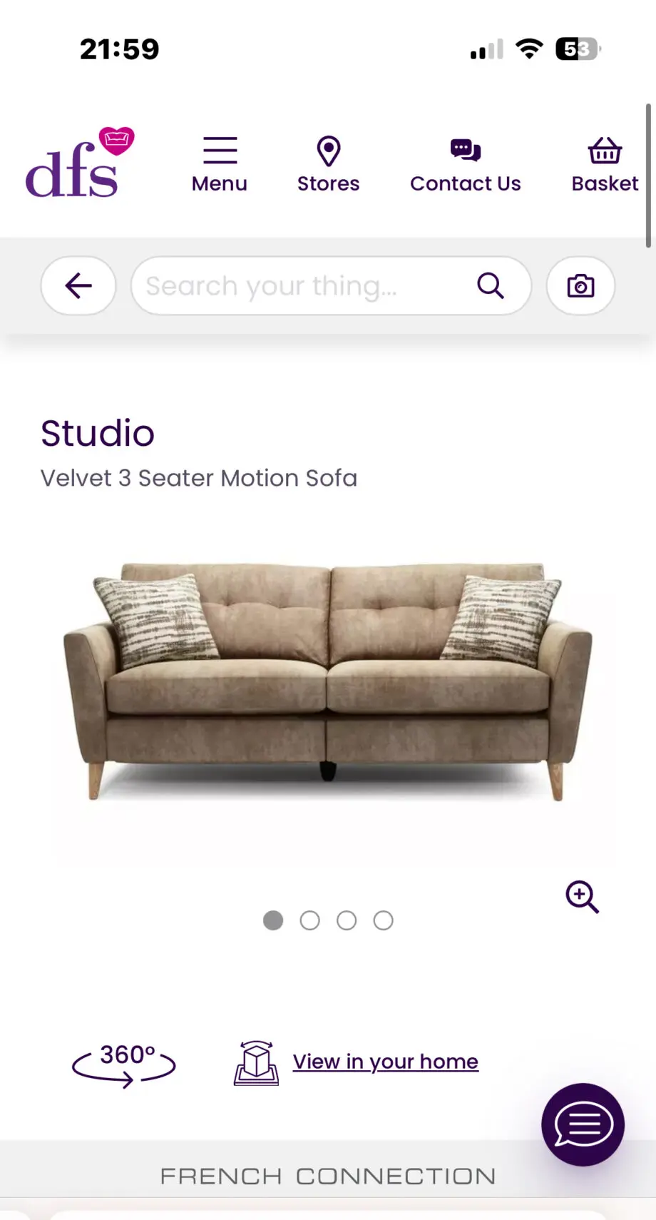 DFS - French connection - Tan/Biege recliner sofa set