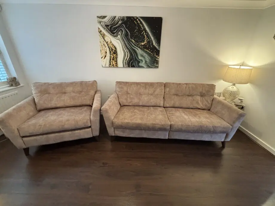 DFS - French connection - Tan/Biege recliner sofa set