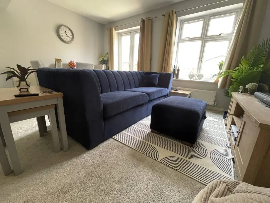 Sofology Downtown 4 Seater Sofa + Storage Footstool Navy