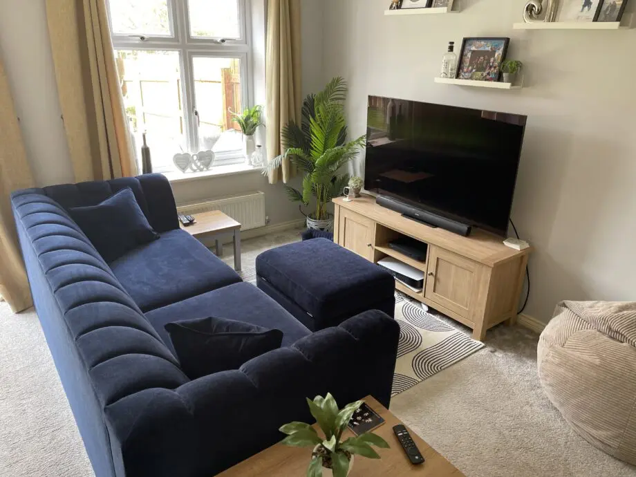 Sofology Downtown 4 Seater Sofa + Storage Footstool Navy