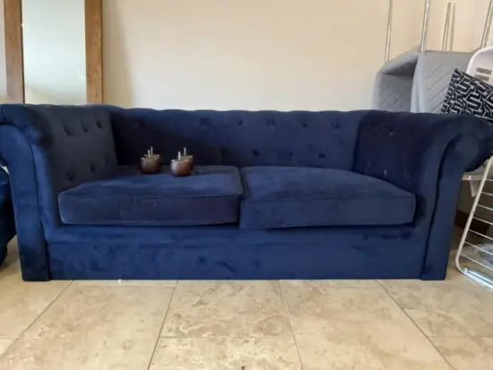 Chesterfield sofa bed - navy velvet