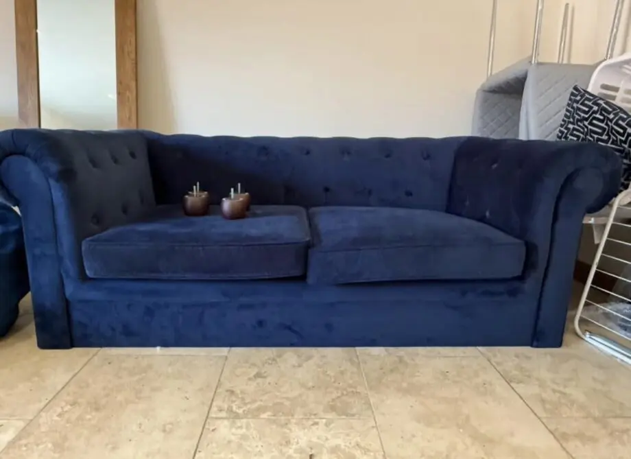 Chesterfield sofa bed - navy velvet