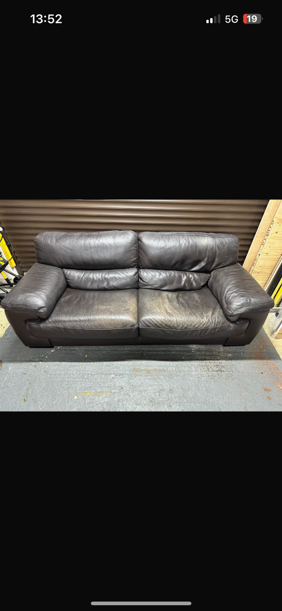 Brown leather sofa