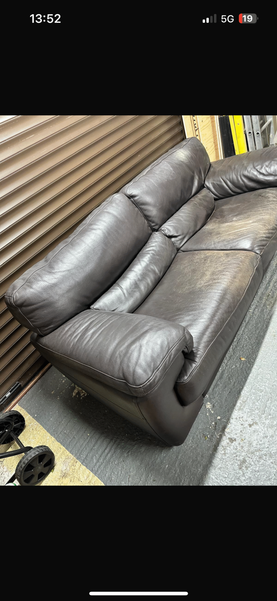 Brown leather sofa