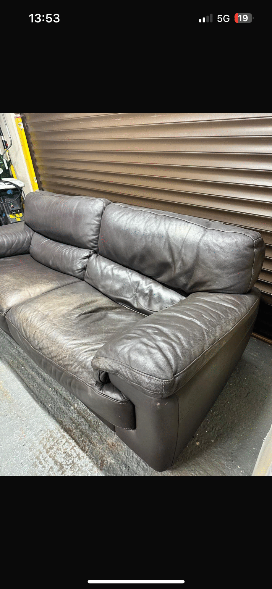 Brown leather sofa