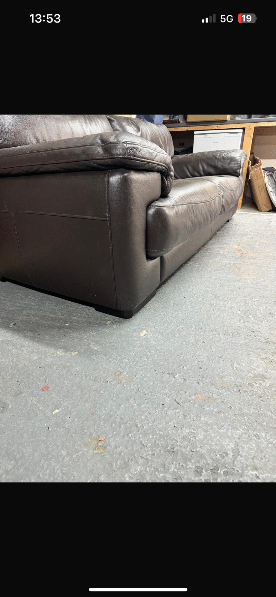 Brown leather sofa