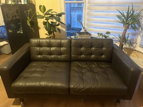Chocolate brown leather 2 seater sofa