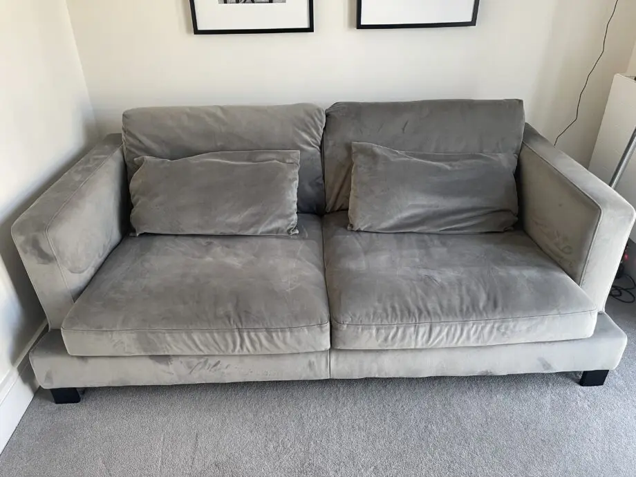 Dwell Lugano velvet grey 3 seater sofa