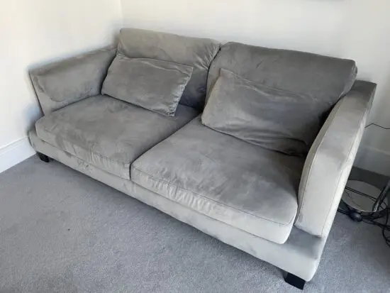 Dwell Lugano velvet grey 3 seater sofa