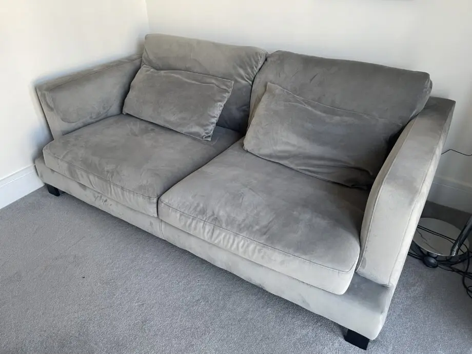 Dwell Lugano velvet grey 3 seater sofa