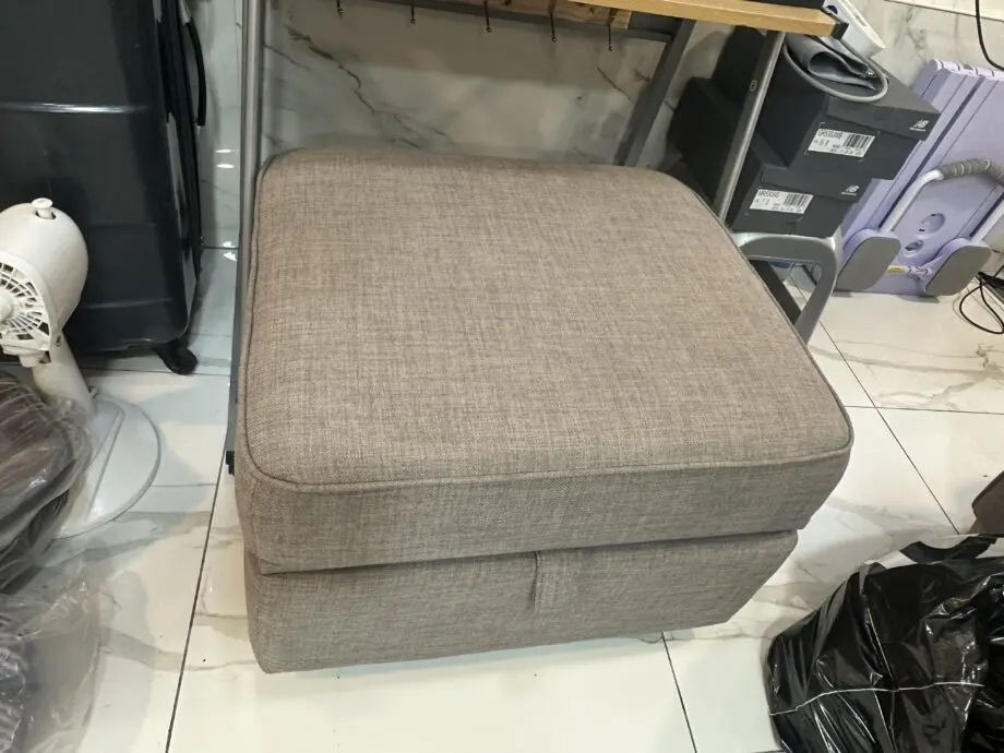 2 seater sofa with foot stool, grey colour