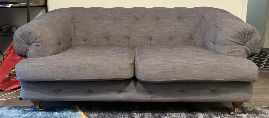 Grey linen blend sofa and armchair