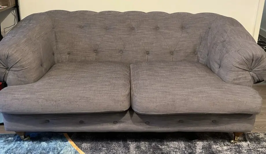 Grey linen blend sofa and armchair