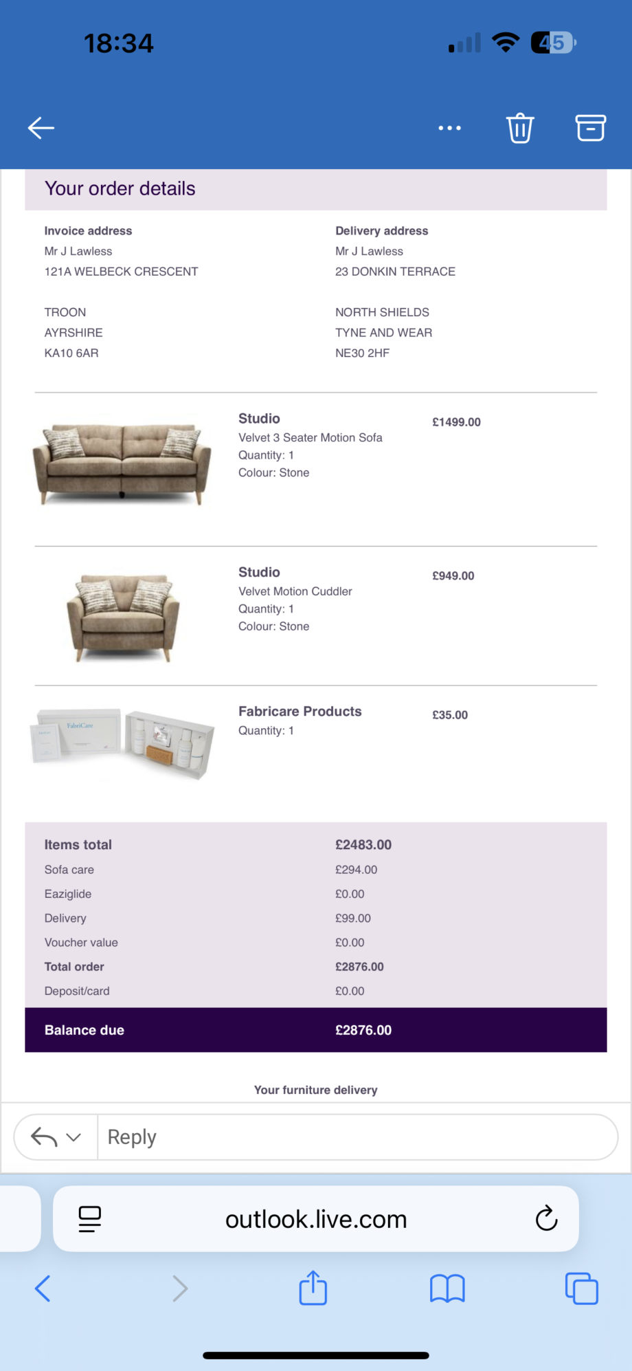 DFS Sofa, Studio Velvet 3 Seater Motion Sofa with Studio Velvet Motion Cuddler