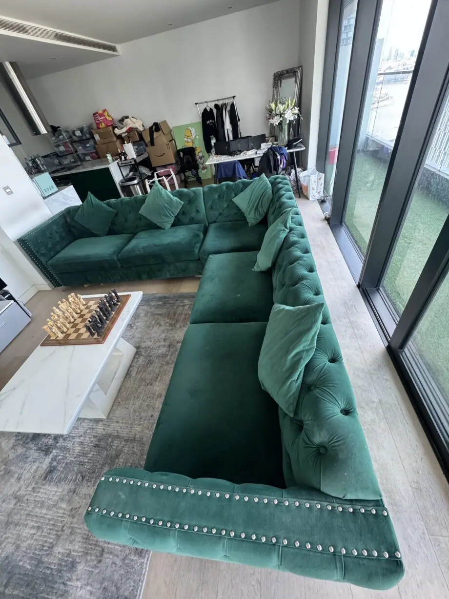 Emerald Green Velvet corner sofa