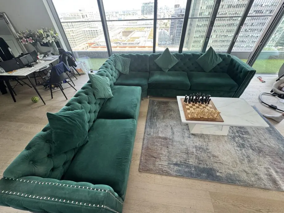 Emerald Green Velvet corner sofa
