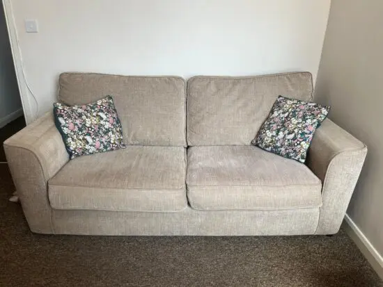 3 seater and 1 seater comfy beige sofa set