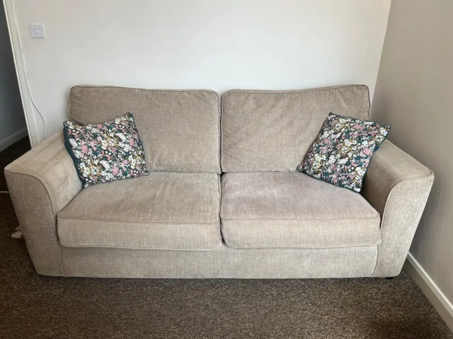 3 seater and 1 seater comfy beige sofa set