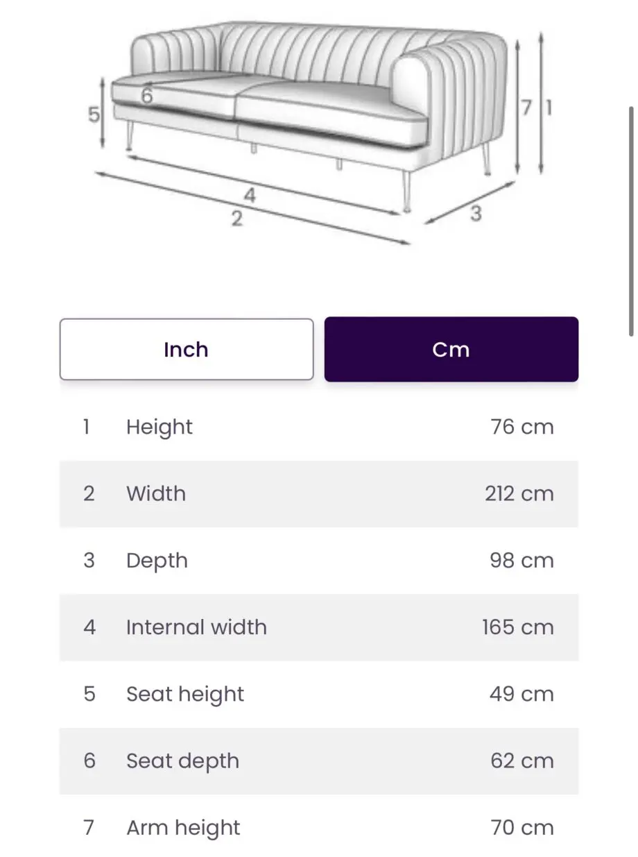 DFS 4 seater sofa with Chaise ottoman