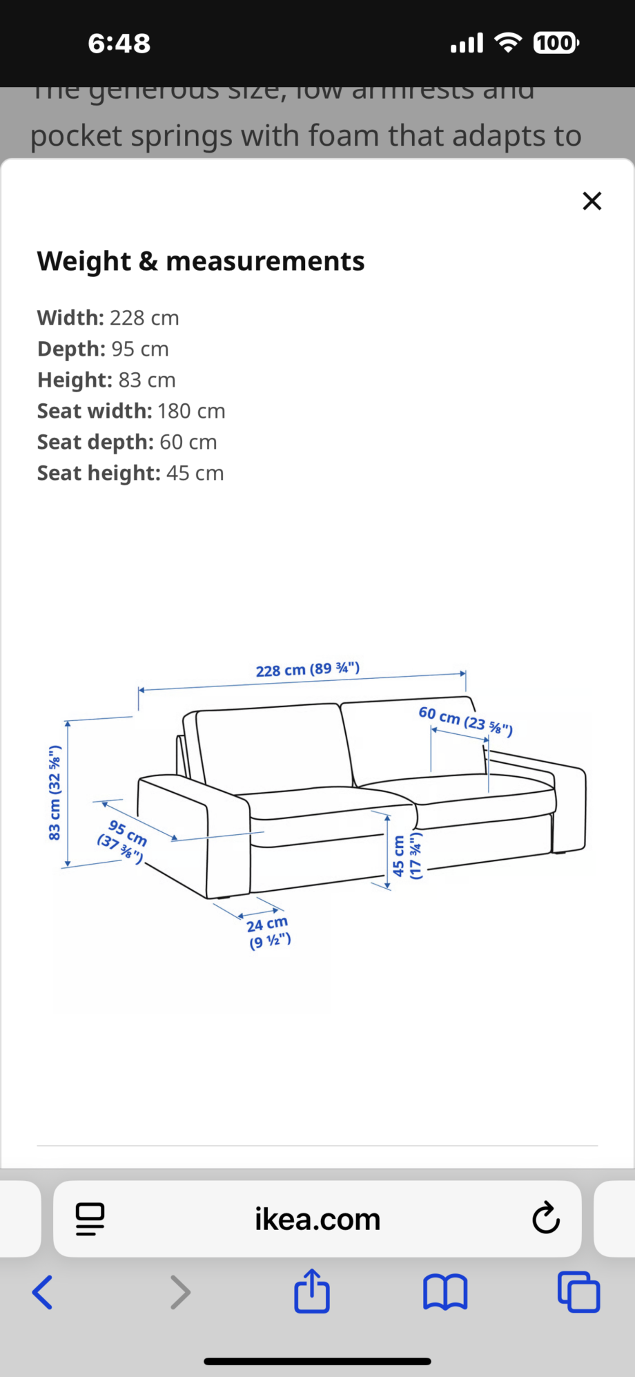 IKEA kivik 3 seater sofa - Tallmyra blue