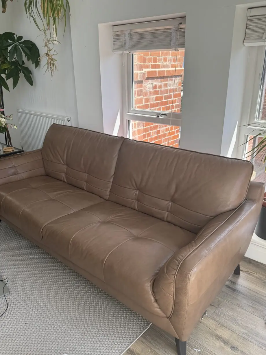 Brown leather sofa
