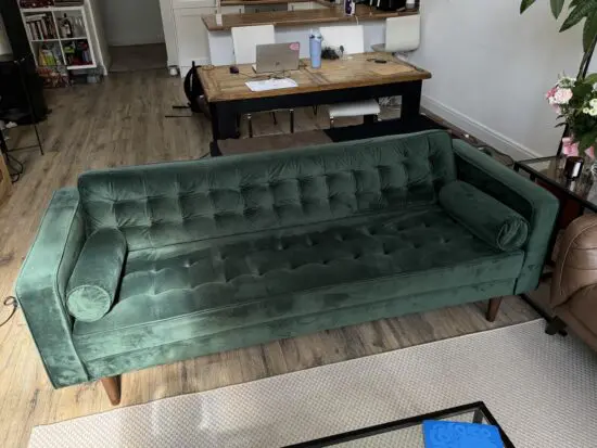 Green velvet sofa