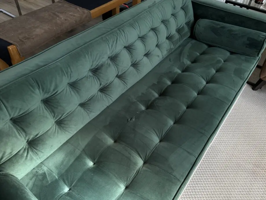Green velvet sofa