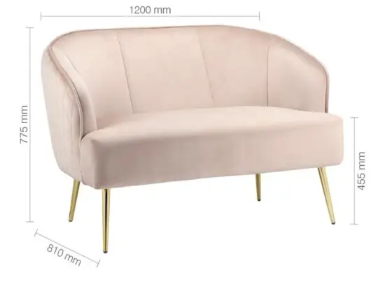 2 Seater Sofa Blush Pink