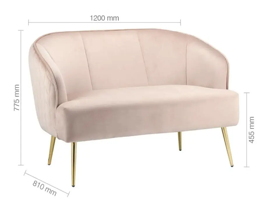 2 Seater Sofa Blush Pink
