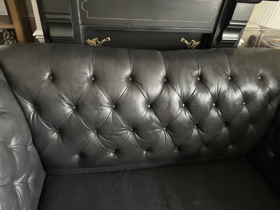 Sofology charcoal Persia 4 seater and 3 seater chesterfield back sofas.