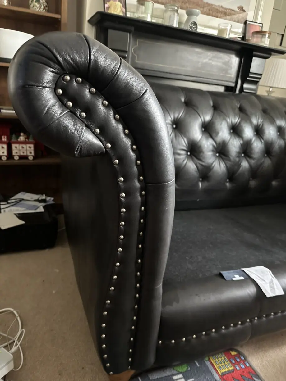 Sofology charcoal Persia 4 seater and 3 seater chesterfield back sofas.