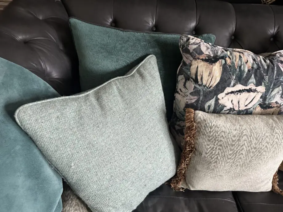 Sofology charcoal Persia 4 seater and 3 seater chesterfield back sofas.