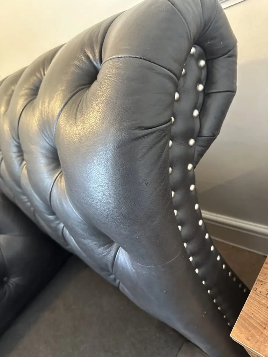 Sofology charcoal Persia 4 seater and 3 seater chesterfield back sofas.
