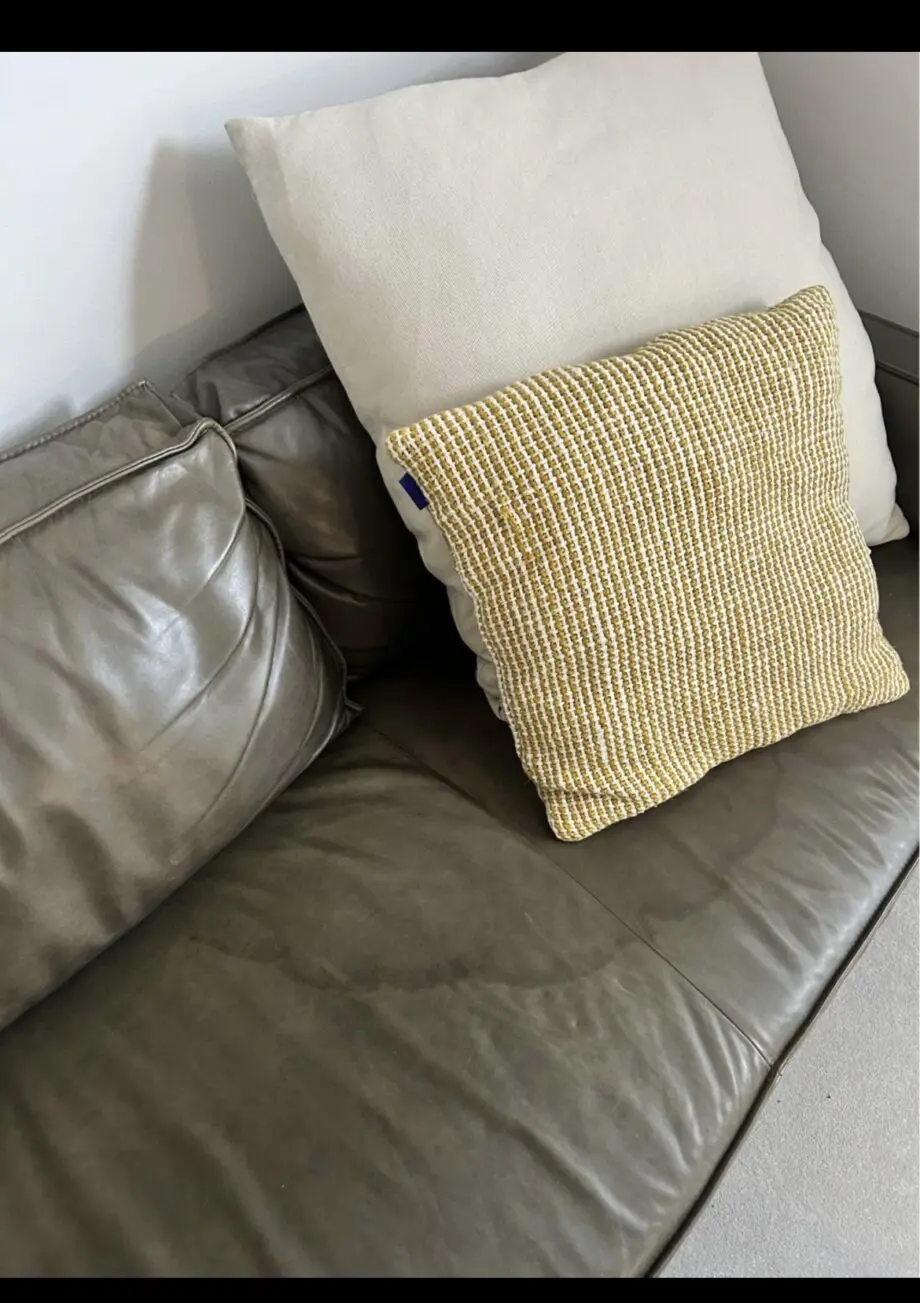 Mid century west elm leather sofa