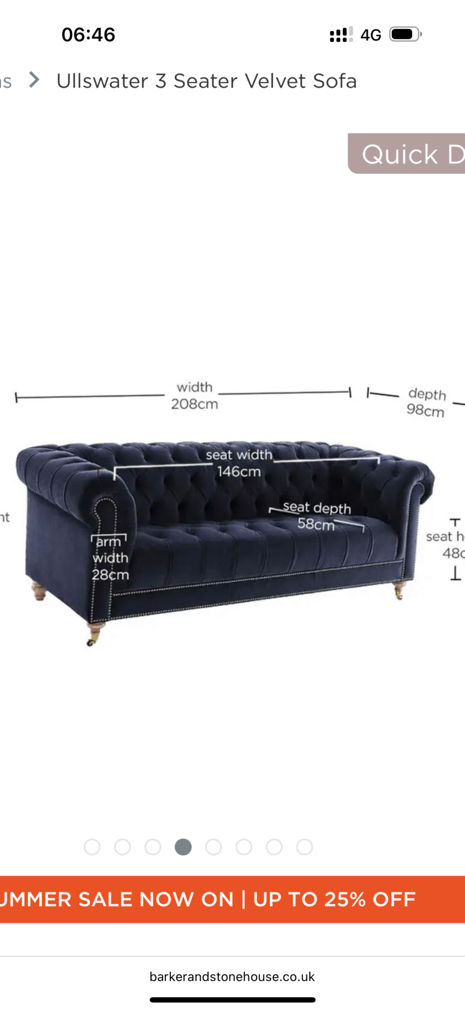Chesterfield Ullswater Sofa Navy Blue Barker & Stonehous