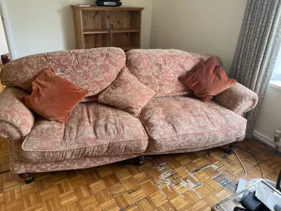 Beautiful russet and beige 3 seater sofa for sale