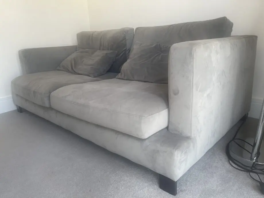 Dwell Lugano velvet grey 3 seater sofa