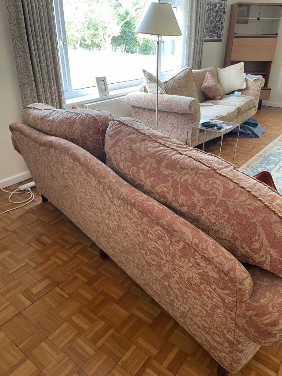 Beautiful russet and beige 3 seater sofa for sale