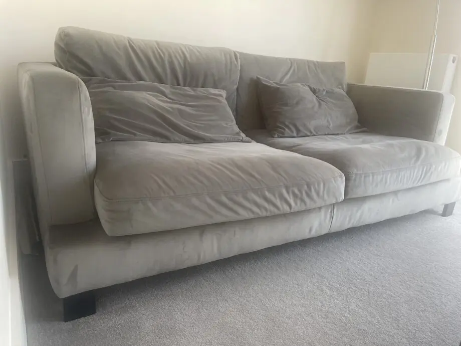 Dwell Lugano velvet grey 3 seater sofa