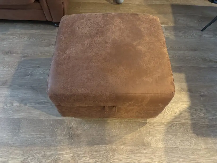 DFS Lomond Brown Suede Leather Sofa And Footstool