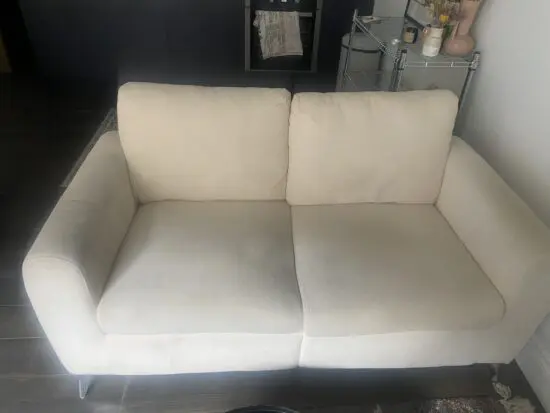 Noak 2-Seater Beige Woven Fabric Sofa with Chrome Legs - daals