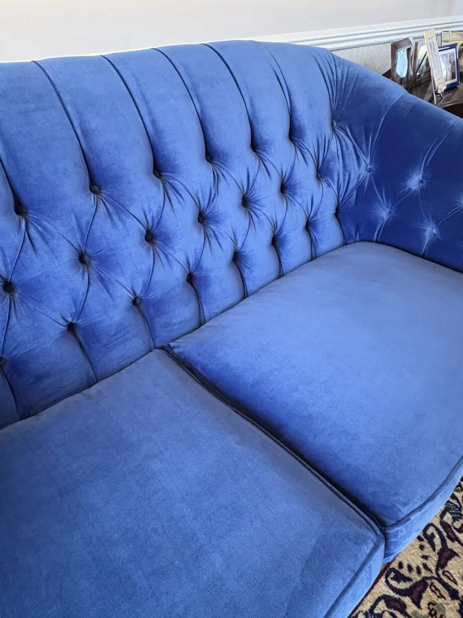 3 Seater Blue Bespoke Chesterfield Style Sofa made by Sofa and Stuff - https://sofasandstuff.com