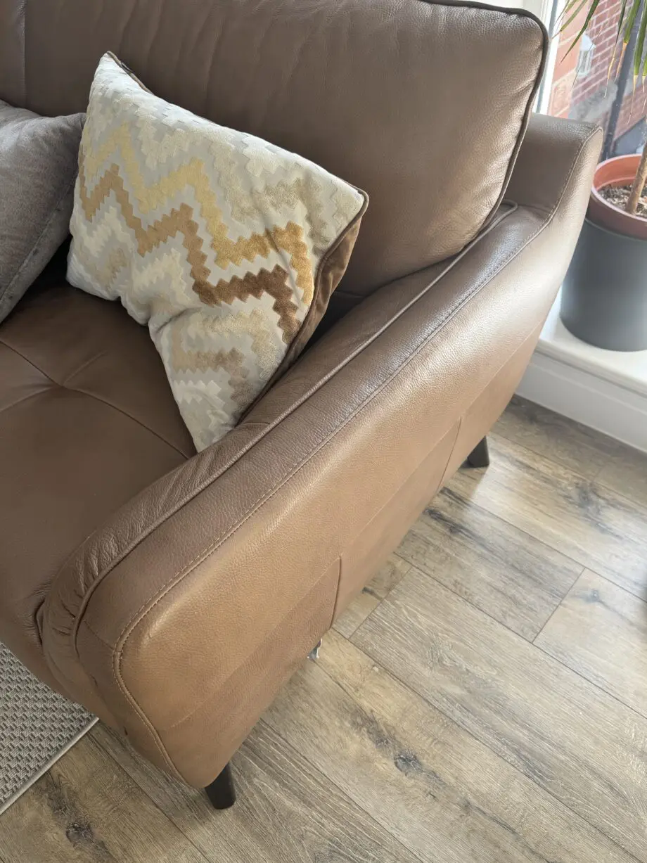 Brown leather sofa