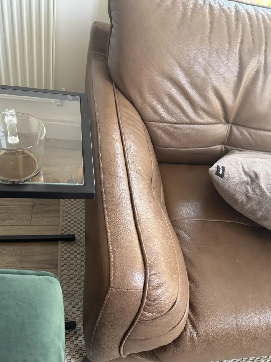 Brown leather sofa