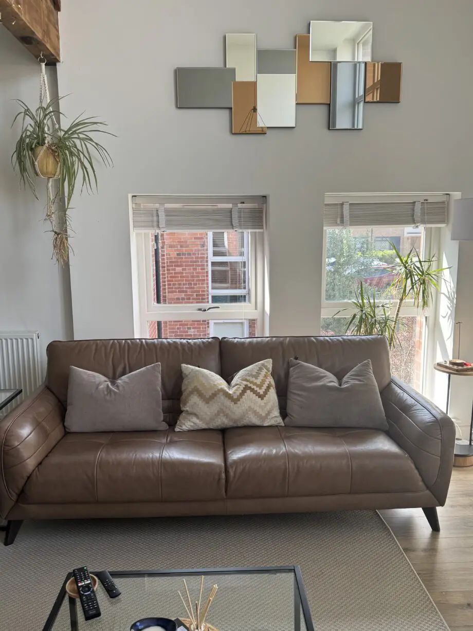 Brown leather sofa