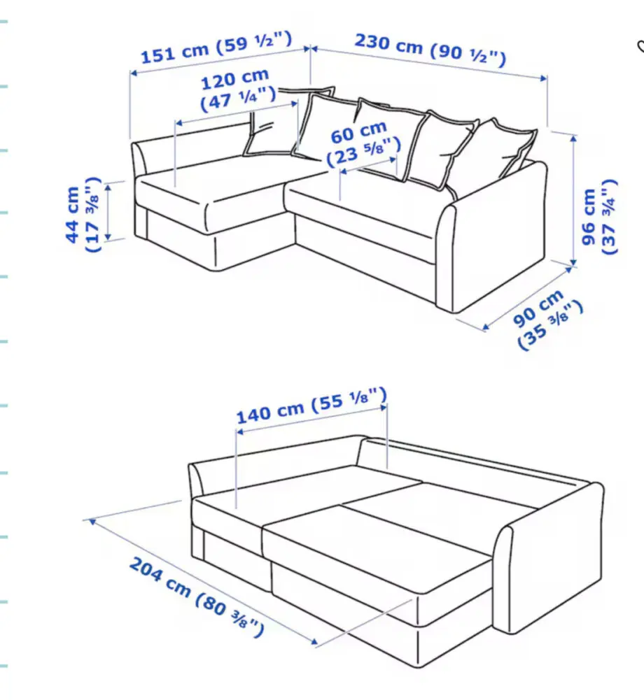 IKEA Medium grey corner sofa bed
