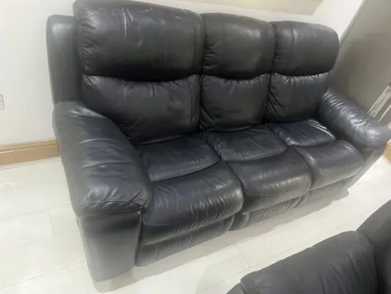 Harveys 3 seater black leather sofas